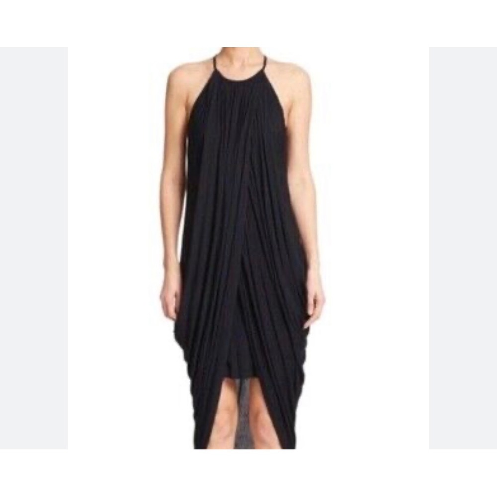 Bailey 44 Draped Halter Dress Womens XS Black High Low Anthropologie Cocktail
